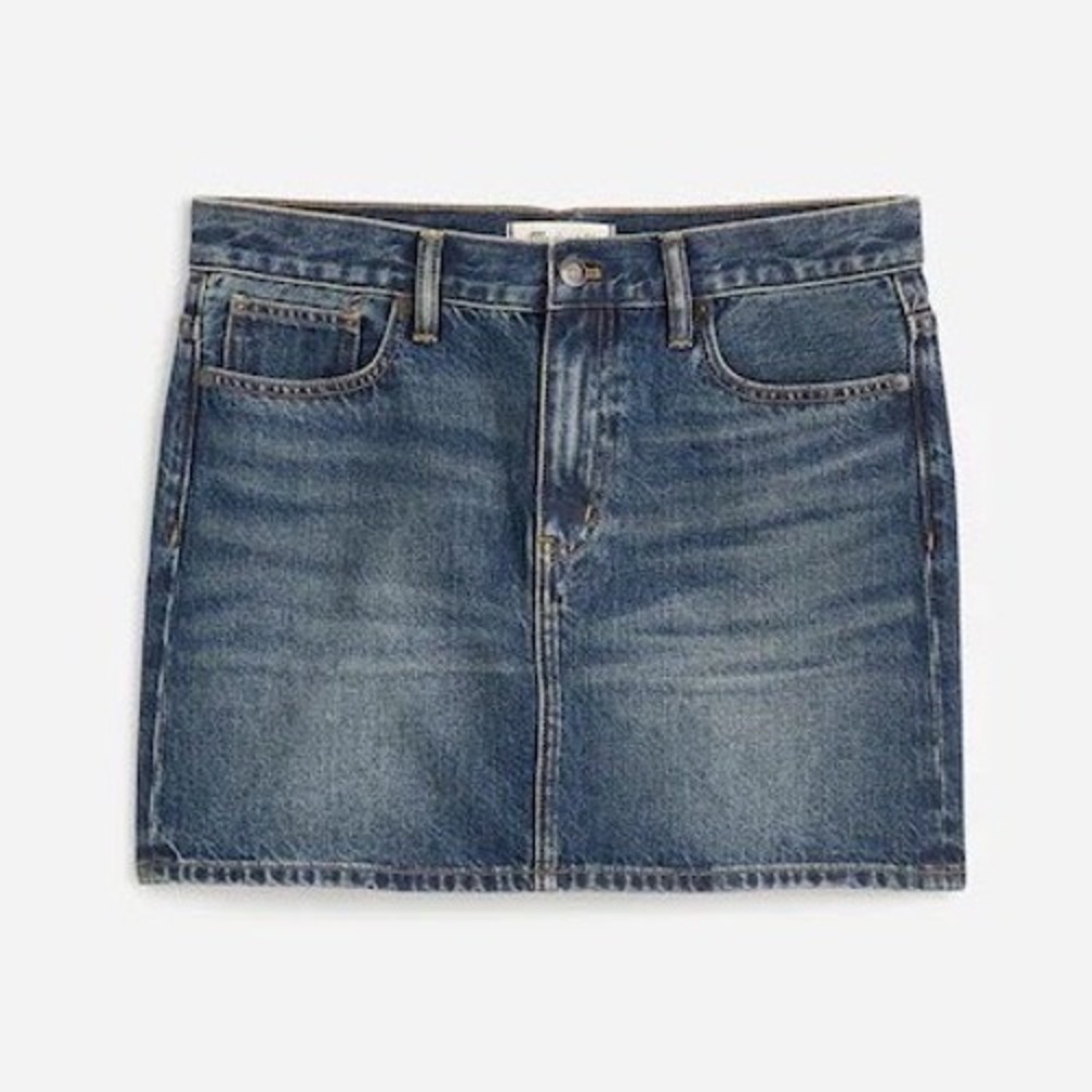 Madewell Rigid Denim Mini Skirt Medium Wash Blue Cotton Size 30 NWT